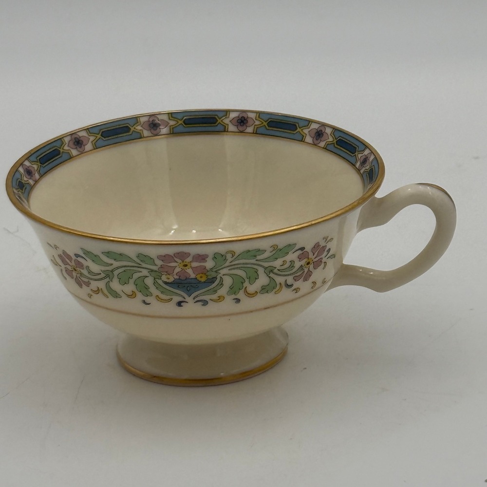 Lenox Mystic Vintage Floral Porcelain Teacup Gold Trim Cream Blue Pink - Picture 1 of 9